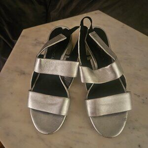 Via Spiga | Silver Low Heel Sandal | Size 5